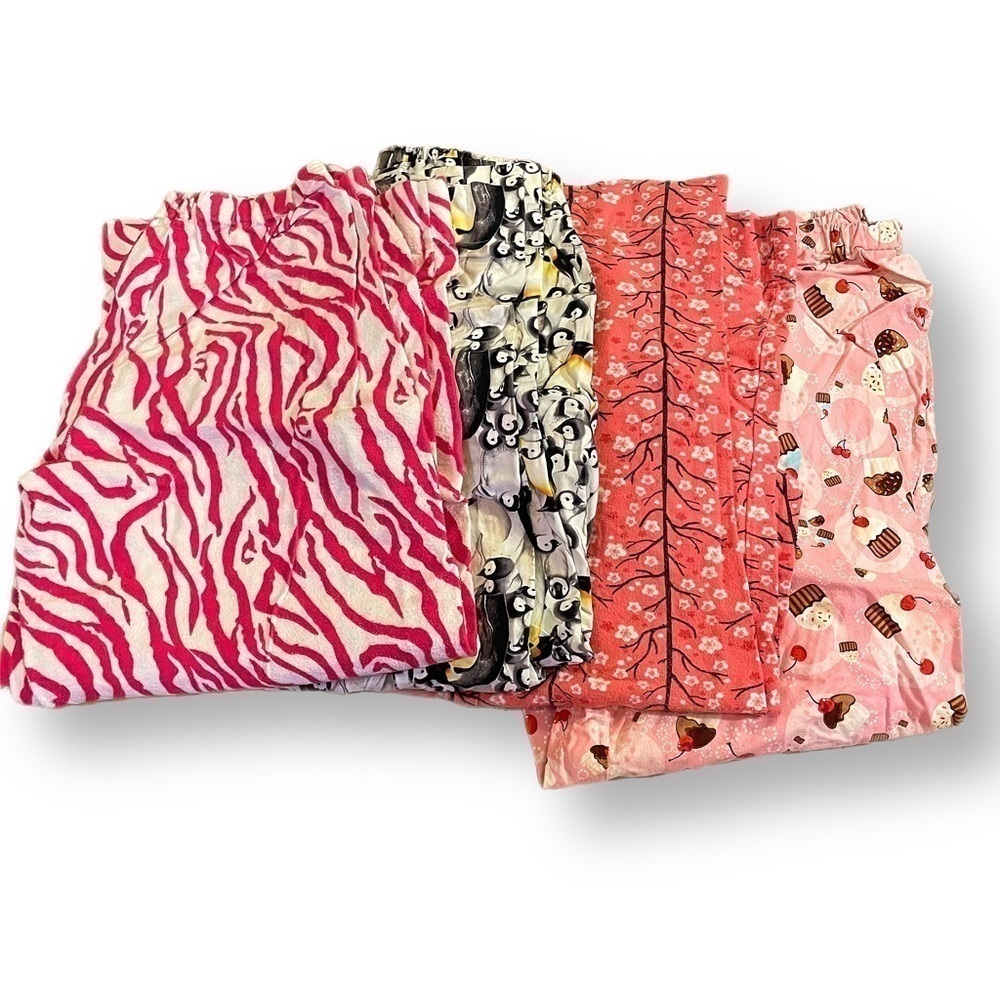4 pairs of handmade pajama pants size L flannel and cotton